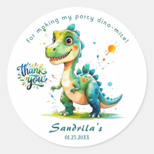 Danke Wasserfarben-Dinosaurier Runder Aufkleber