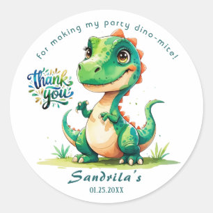 Danke Wasserfarben-Dinosaurier Runder Aufkleber