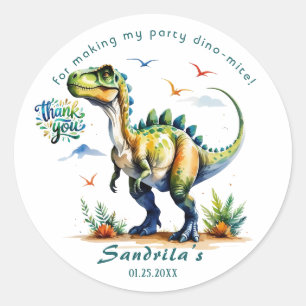Danke Wasserfarben-Dinosaurier Runder Aufkleber