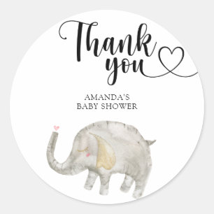 Danke Watercolor Balloon Elephant  Runder Aufkleber