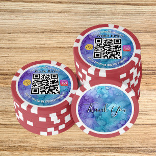 Danke Watercolor Business Instagram QR Code Pokerchips