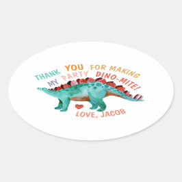 Danke, Watercolor Dinosaur Party Ovaler Aufkleber
