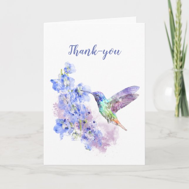 Danke Watercolor-Kolibri-Blumenkunst (Vorderseite)