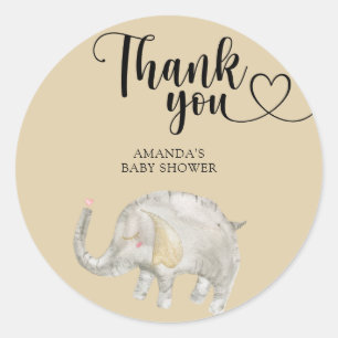 Danke Watercolor Luftballon Elefant Runder Aufkleber