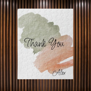 Danke Watercolor Pfirsich und Grün Benutzerdefinie Puzzle