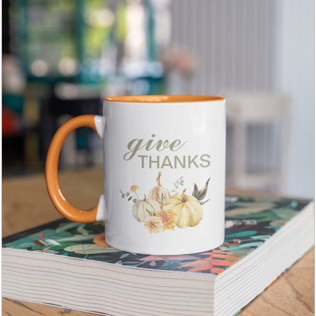Danke Watercolor Pumpkin Zweifarbige Tasse (Von Creator hochgeladen)