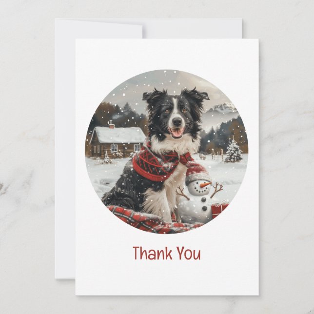 Danke Weihnachten Border Collie Dog Snowman (Vorderseite)
