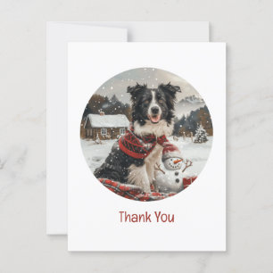Danke Weihnachten Border Collie Hund Schneemann Postkarte