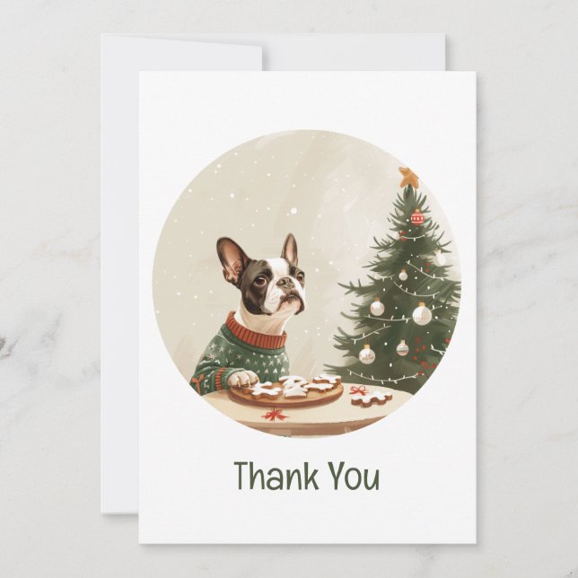 Danke Weihnachten Boston Terrier Hund (Vorderseite)