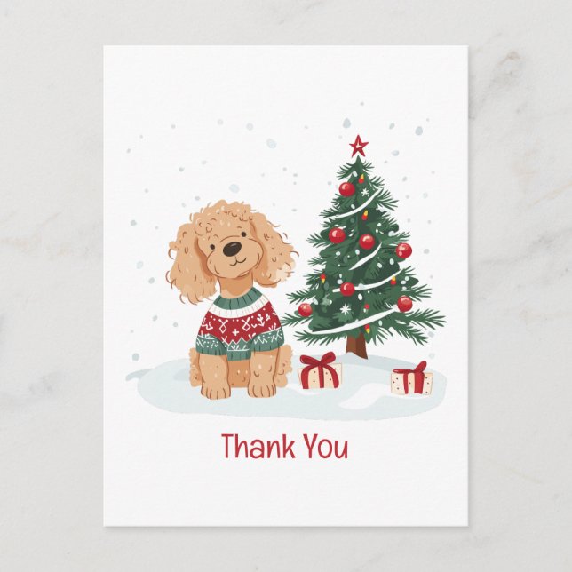 Danke Weihnachten Goldendoodle Dog Postkarte (Vorderseite)