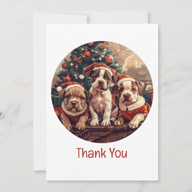 Danke Weihnachten Pit Bull Welpen Hunde (Vorderseite)