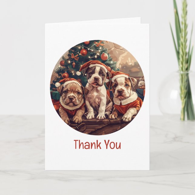 Danke Weihnachten Pit Bull Welpen Hunde (Vorderseite)