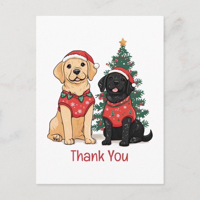 Danke Weihnachts-Labrador Retriever Hunde Postkarte (Vorderseite)