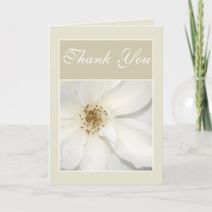 "Danke!" Weiß beige Blume Blumenkohle Rose Dankeskarte