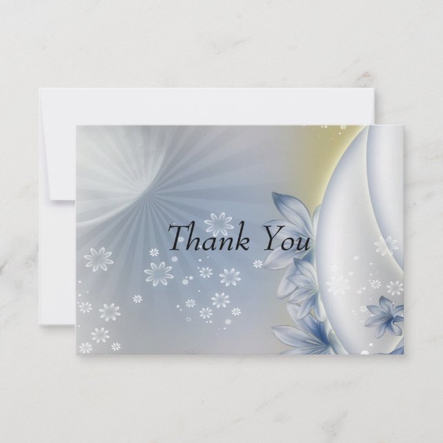 Danke, White Blue Flowers Card Dankeskarte (Vorderseite)