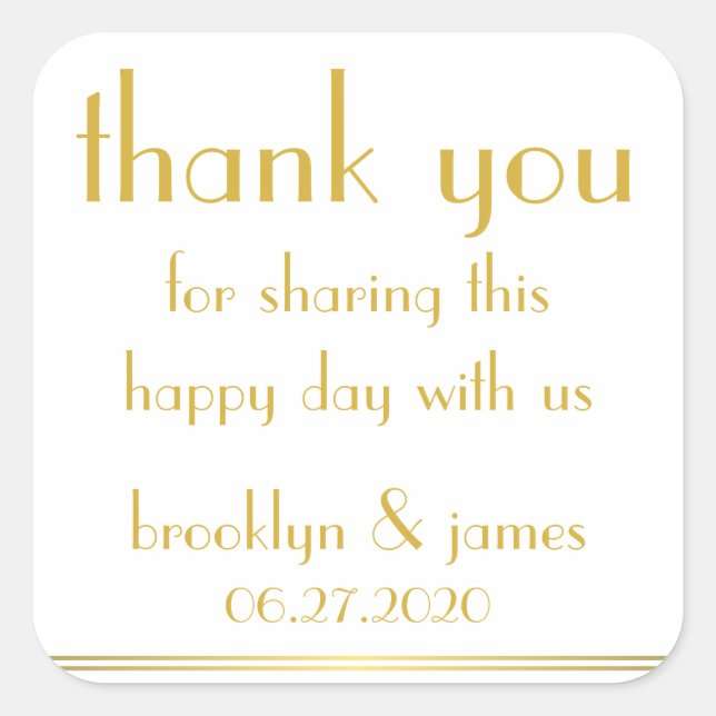 Danke, White Great Gatsby Wedding Stickers (Vorderseite)