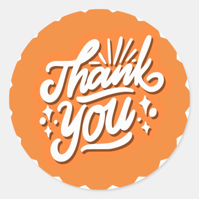 Danke White über Orange Runder Aufkleber (Vorderseite)