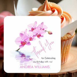 Danke, Wild Orchid Blume blüht am 50. Geburtstag Quadratischer Aufkleber