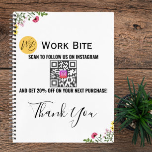 Danke Wildblume Geschäft Instagram Qr Code Notizbuch