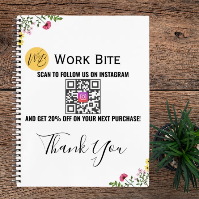 Danke Wildblume Geschäft Instagram Qr Code Notizbuch (Von Creator hochgeladen)