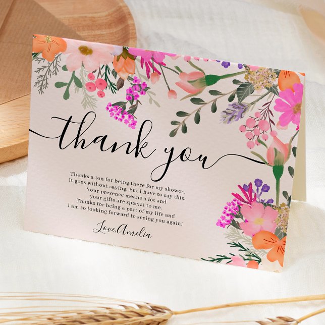Danke, wilde Blume Pastellfeder-Dusche Dankeskarte (Thank you wild flowers pastel spring shower)