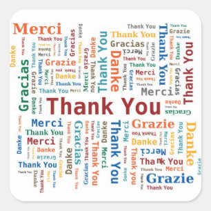 Danke, Wolke in 5 Sprachen abzufassen Quadratischer Aufkleber