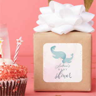 Danke Y'all Cowboy Boot & Bouquet Baby Dusche Quadratischer Aufkleber