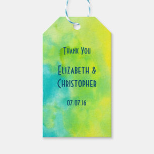 Danke, Yellow und Blue Watercolor Geschenkanhänger