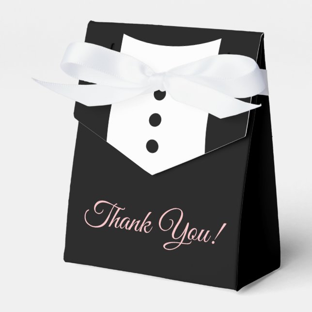 Danke You Tuxedo Gastgeschenk Hochzeit Box Geschenkschachtel (Vorderseite)