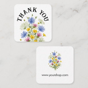 Danke, zarte bunte Wasserfarbe-Wildblumen Quadratische Visitenkarte
