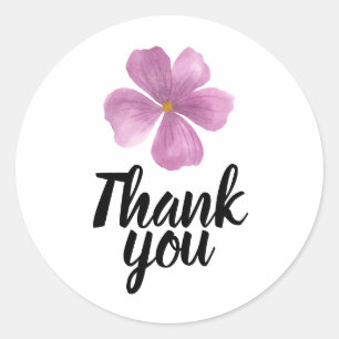 Danke Zarte Lila Aquarell-Blume Runder Aufkleber