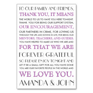 Danke zu wedding Gästen