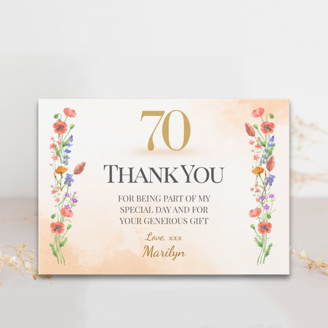 Danke zum 70. Geburtstag mit sanften Wildblumen (Von Creator hochgeladen)