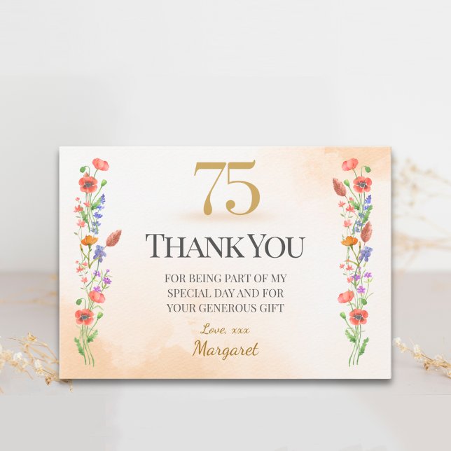 Danke zum 75. Geburtstag mit sanften Wildblumen (Von Creator hochgeladen)
