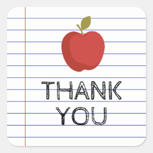 Danke zurück zum Lehrer Apple Quadratischer Aufkleber