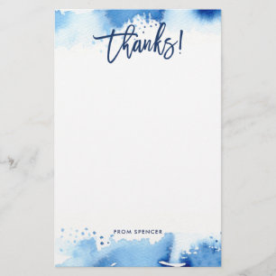 DANKEN ANMERKUNG moderne handbuchstabierte blaue A Briefpapier