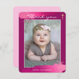 DANKEN DANK, DASS DU die Goldfolie Kreuz dunkelros Einladung