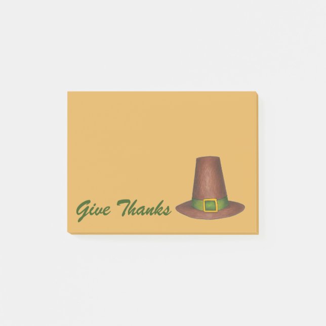 Danken Erntedank Pilgrim Puritan Hat Geschenk Post-it Klebezettel (Vorderseite)