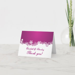 Danken pinkfarbene Winterhochzeit der Schneeflocke Dankeskarte