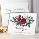 Danken roter Pfingstrosenblumenstrauß des Dankeskarte<br><div class="desc">Ein botanischer Blumenblumenstrauß des empfindlichen und einfachen Winters danken Ihnen, mit rotem Burgunder und weißen Pfingstrosen-Blumen und mit Kieferngründen saisontannenniederlassungen, den roten Beeren und dem Laub zu kardieren, zum Ihrer Dankbarkeit zu Ihren Freunden und zu Familie nach Ihrer Hochzeit oder jedem anderen wichtigen Ereignis in Ihrem Leben auszudrücken. Personifizieren Sie...</div>