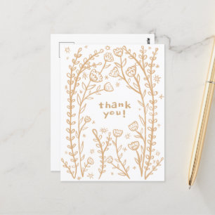 DANKEN SIE floralen Whimsical Sketch Doodle Postkarte