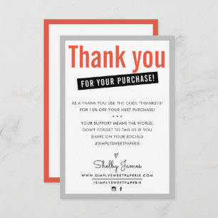DANKEN SIE FÜR IHREN KAUF Kunden einfügen orange Dankeskarte