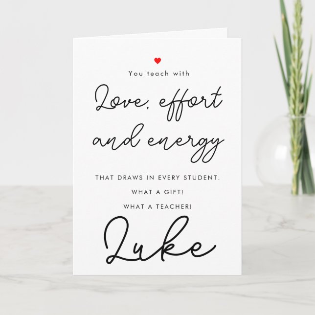 DANKEN SIE IHREN Lehrer, der eine editierbare Name Karte (Vorderseite)