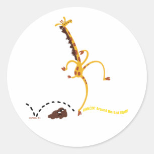 DANKEN UM SCHLECHTES "STUFF" GIRAFFE VON Jeff Will Runder Aufkleber