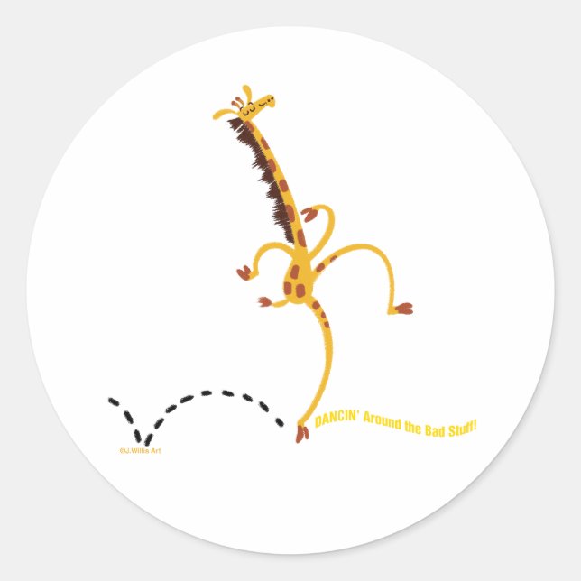 DANKEN UM SCHLECHTES "STUFF" GIRAFFE VON Jeff Will Runder Aufkleber (Vorderseite)