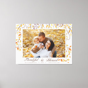 Dankend und gesegnet glücklich Erntedankfest Fall  Leinwanddruck