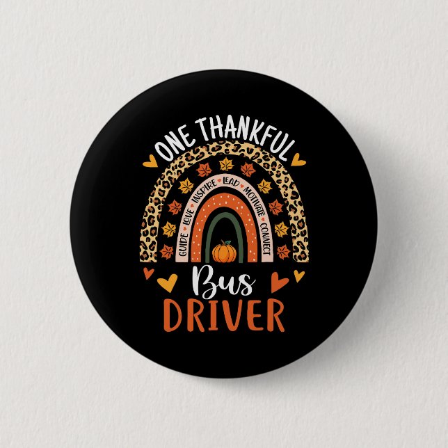 Dankenswerter Bus-Erntedank Herbst School Bus D Button (Vorderseite)