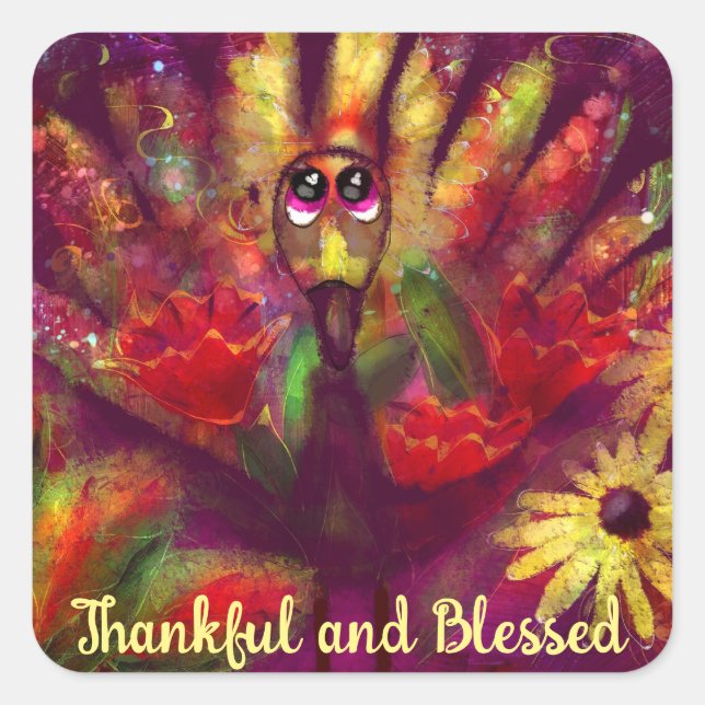 Dankenswerter Erntedank Türkei Bloral Red Quadratischer Aufkleber (Vorderseite)