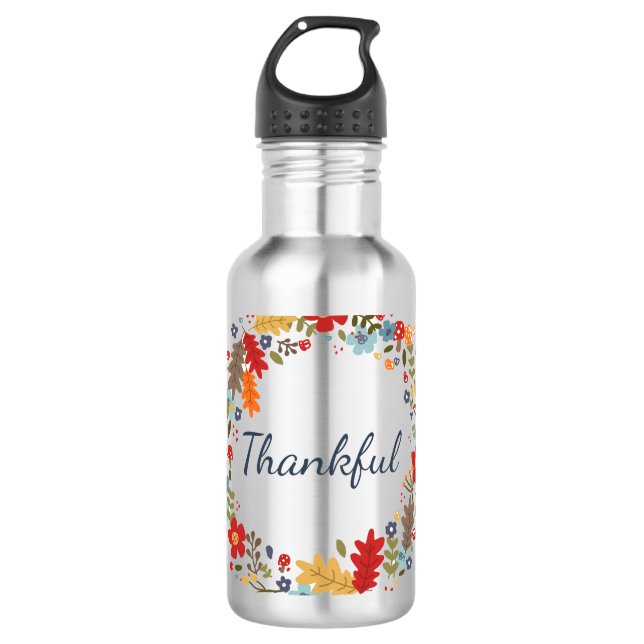 Dankenswerter Fall Wreath Mug Thanksgiving-Geschen Edelstahlflasche (Vorderseite)