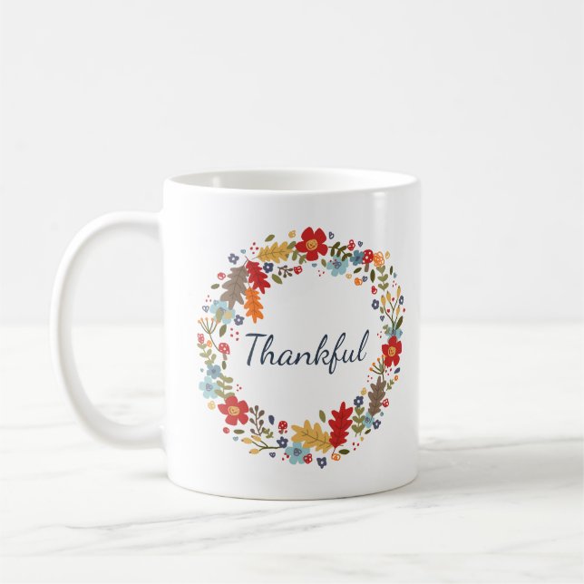 Dankenswerter Fall Wreath Mug Thanksgiving-Geschen Kaffeetasse (Links)
